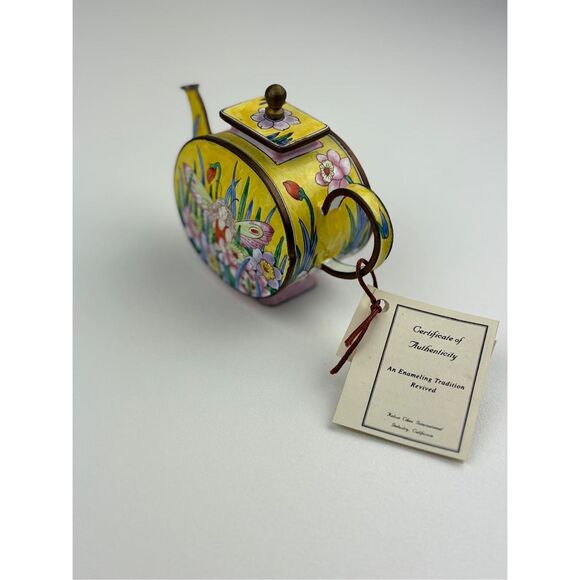 NOS Kelvin Chen Miniature Enamel Copper Decorative Teapot Garden Fairy - Picture 2 of 8